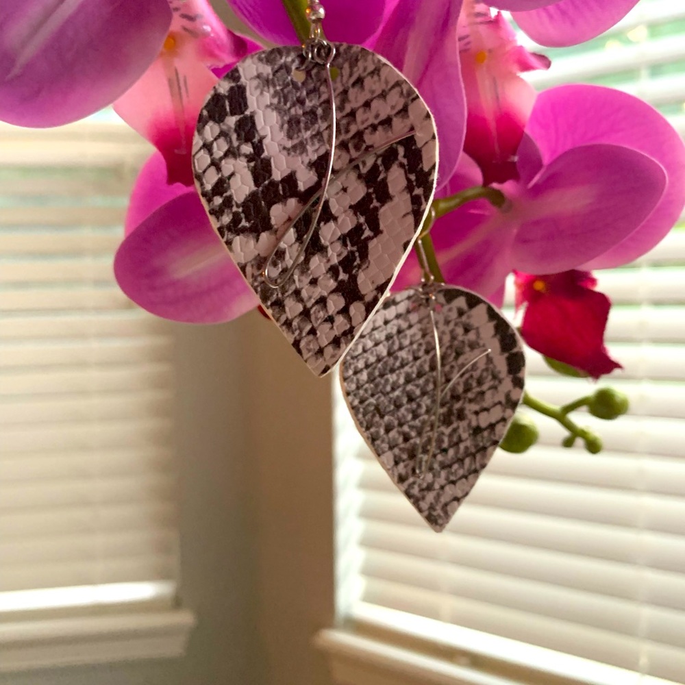 Handmade Snakeskin Teardrop Earrings